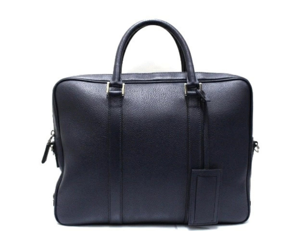 Prada Business Bag Shoulder Calfskin Navy Blue